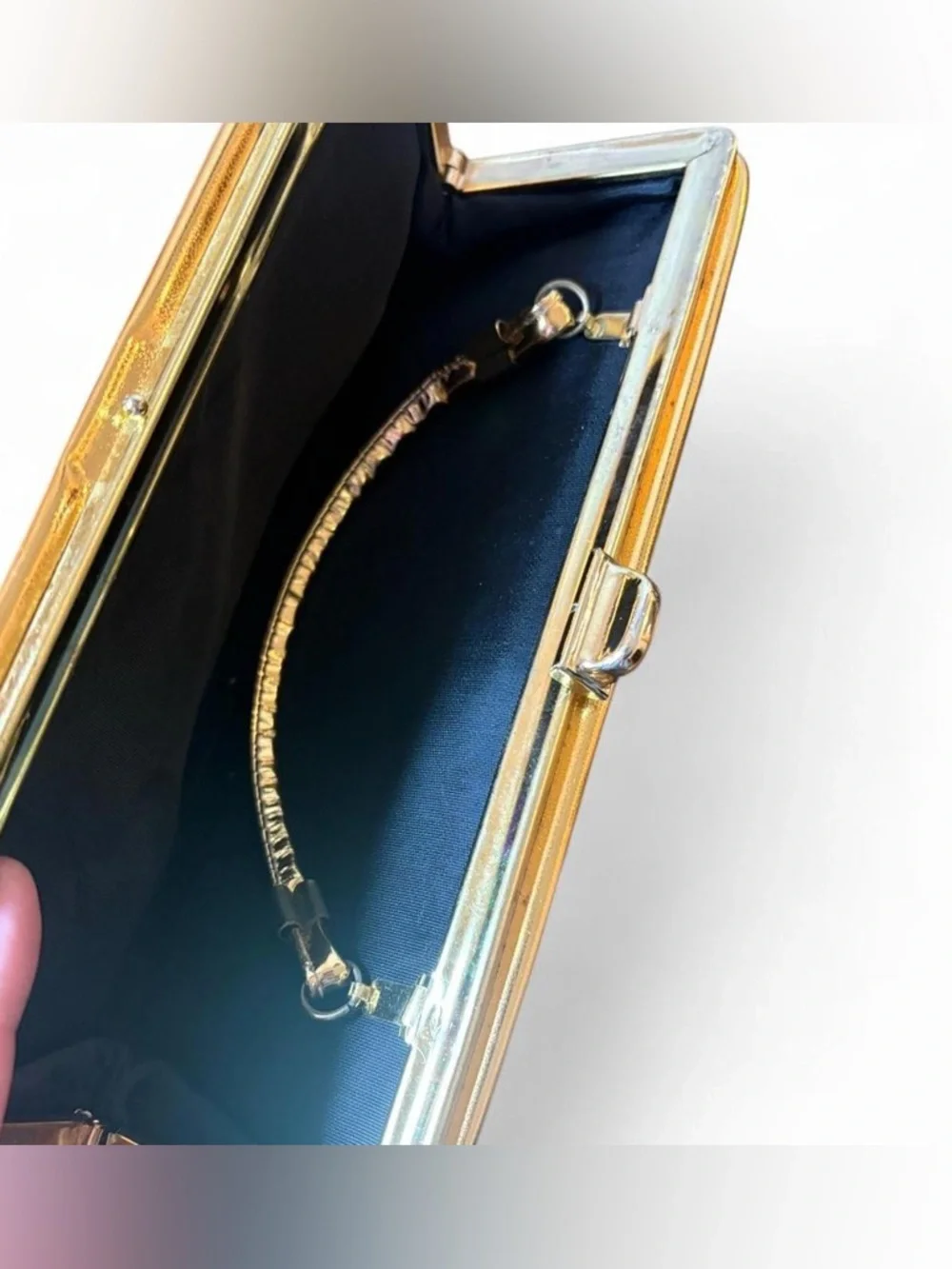 Vintage Gold Glitter Evening Clutch with Top Handle - Picture 8 of 8